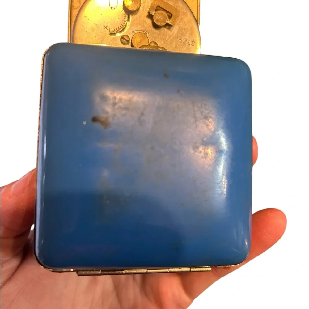 Vintage Elgin Blue and Gold Alarm Clock